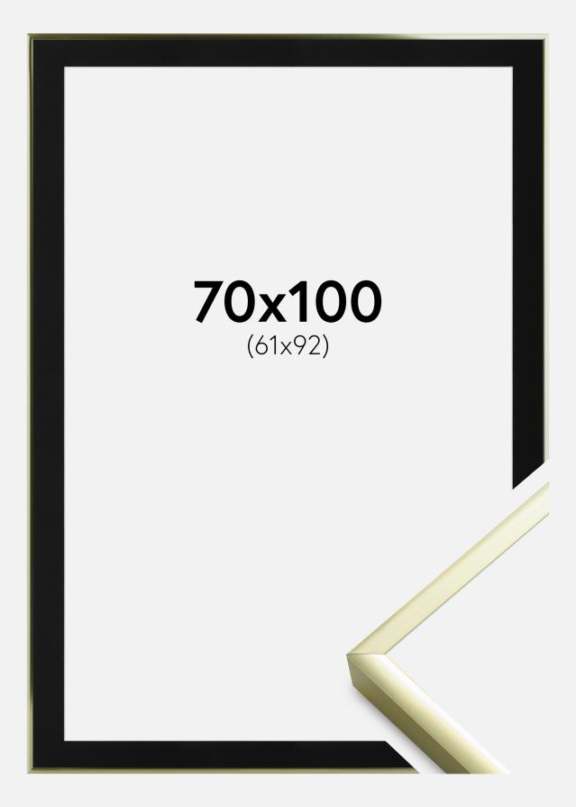 Ramme Poster Frame Aluminum Gold 70x100 cm - Passepartout Sort 62x93 cm