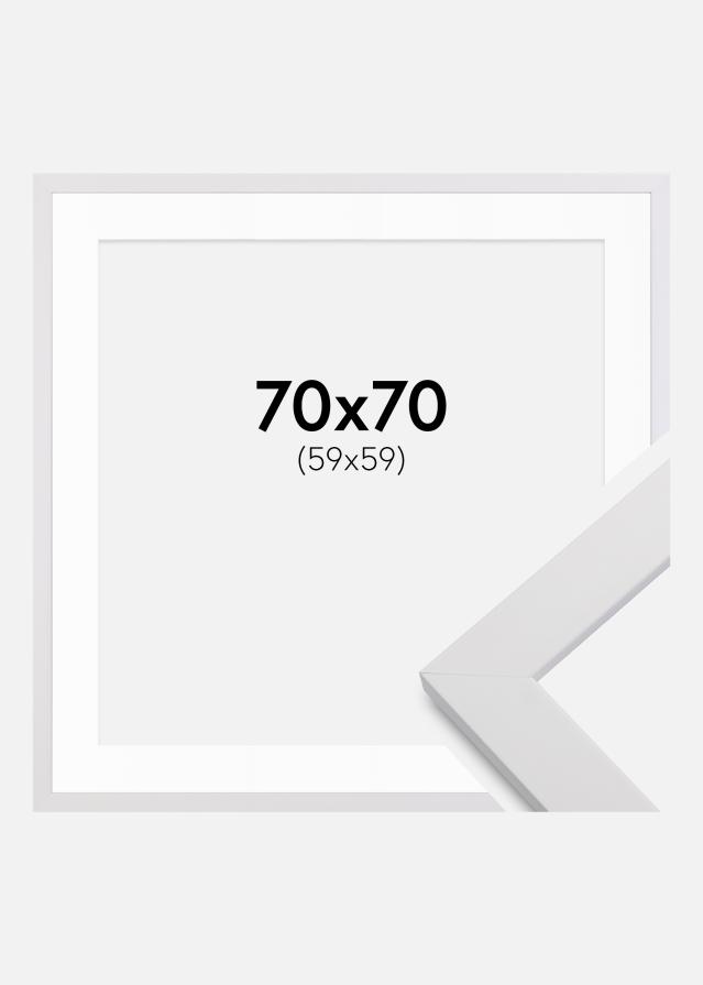 Ramme White Wood 70x70 cm - Passepartout Hvid 60x60 cm