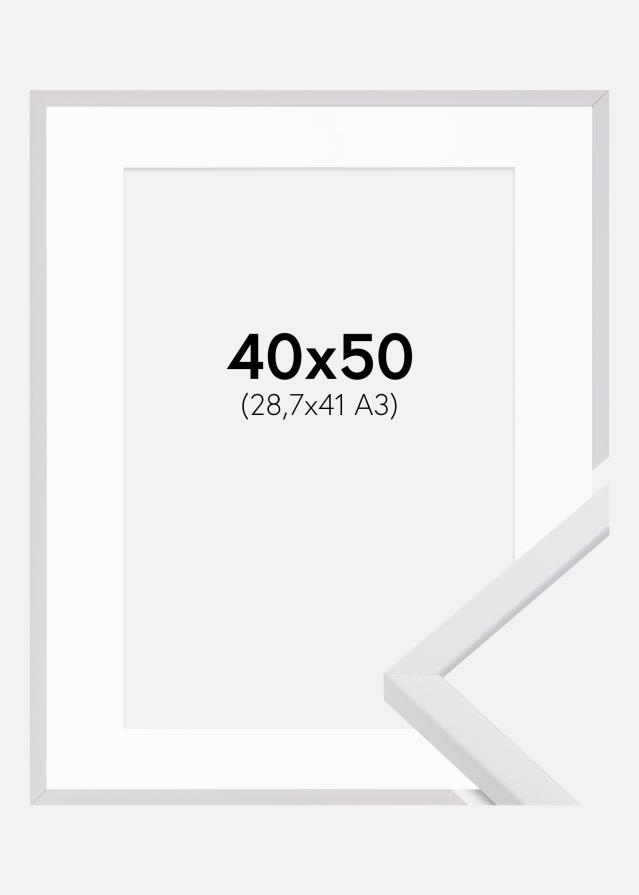 Ramme E-Line Hvid 40x50 cm - Passepartout Hvid 29,7x42 cm (A3)