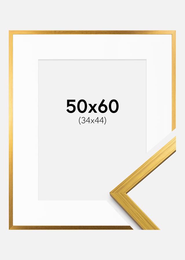 Ramme Edsbyn Guld 50x60 cm - Passepartout Hvid 35x45 cm