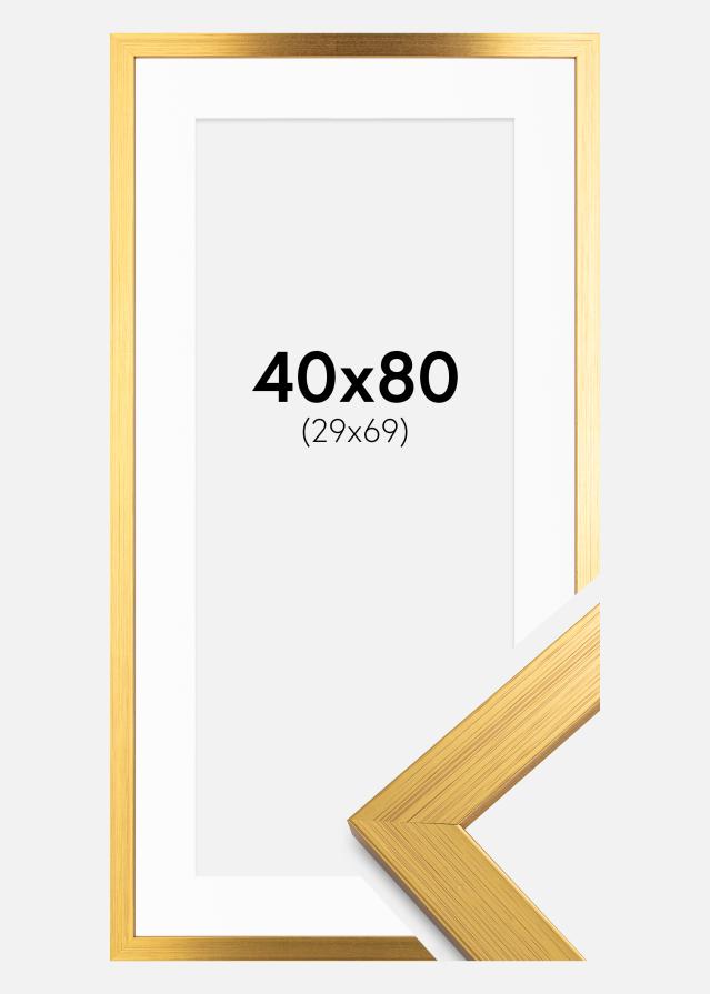 Ramme Gold Wood 40x80 cm - Passepartout Hvid 30x70 cm