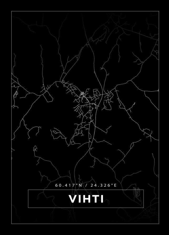 Kort - Vihti - Sort Plakat