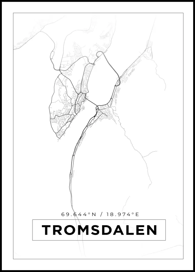 Kort - Tromsdalen - Hvid Plakat