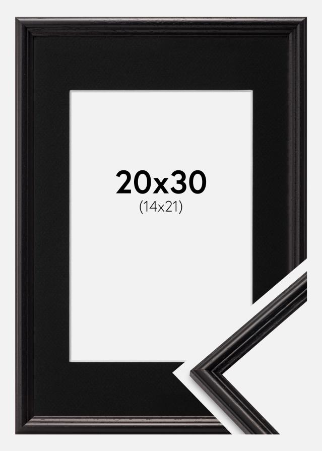 Ramme Horndal Sort 20x30 cm - Passepartout Sort 15x22 cm