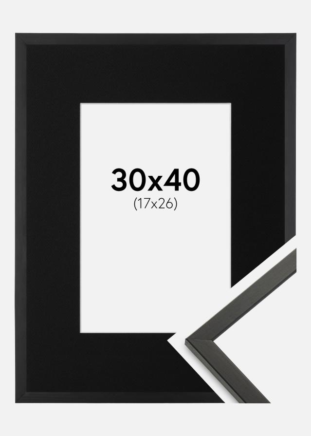 Ramme Galant Sort 30x40 cm - Passepartout Sort 18x27 cm