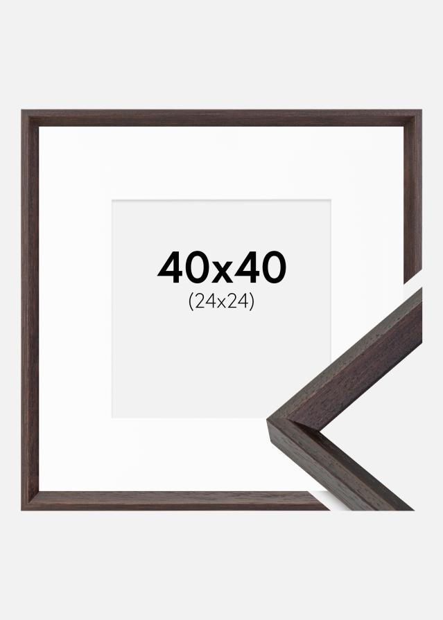 Ramme Globe Espresso 40x40 cm - Passepartout Hvid 25x25 cm