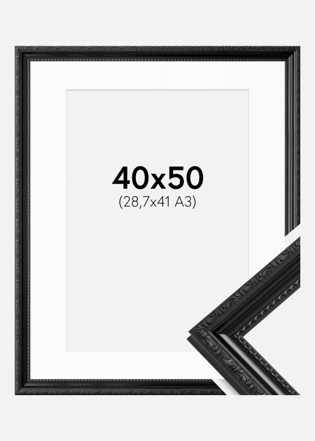 Ramme Abisko Sort 40x50 cm - Passepartout Hvid 29,7x42 cm (A3)
