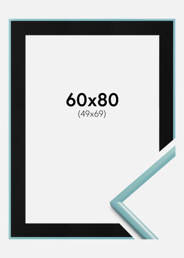 Ramme New Lifestyle Turkis 60x80 cm - Passepartout Sort 50x70 cm