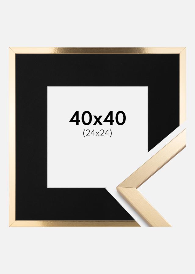 Ramme Trendy Guld 40x40 cm - Passepartout Sort 25x25 cm