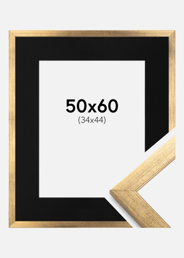 Ramme Stilren Guld 50x60 cm - Passepartout Sort 35x45 cm