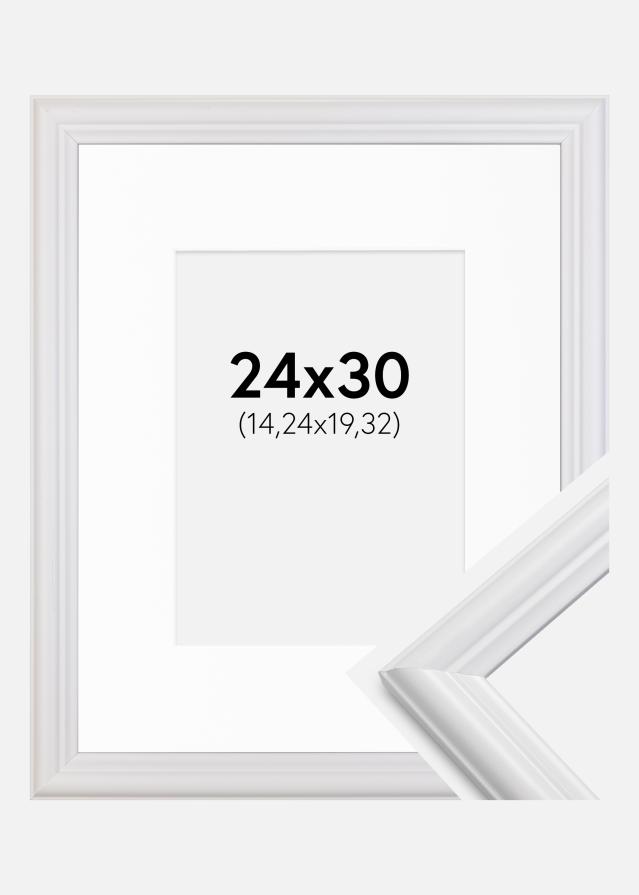 Ramme Siljan Hvid 24x30 cm - Passepartout Hvid 6x8 inches