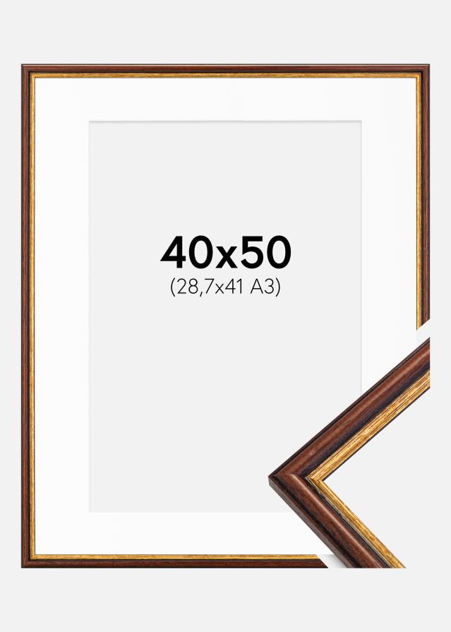 Ramme Horndal Brun 40x50 cm - Passepartout Hvid 29,7x42 cm (A3)