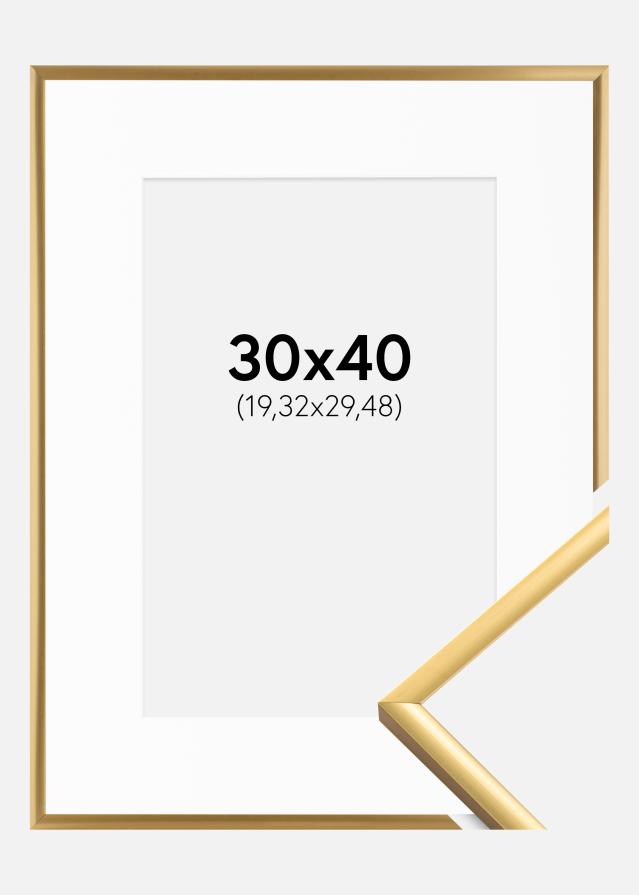 Ramme New Lifestyle Shiny Gold 30x40 cm - Passepartout Hvid 8x12 inches