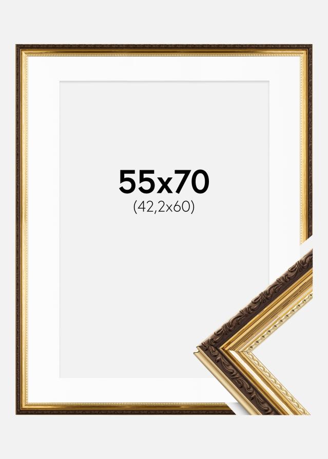 Ramme Abisko Guld 55x70 cm - Passepartout Hvid 43,2x61 cm (A2+)