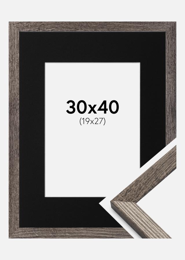 Ramme Fiorito Valnød 30x40 cm - Passepartout Sort 20x28 cm
