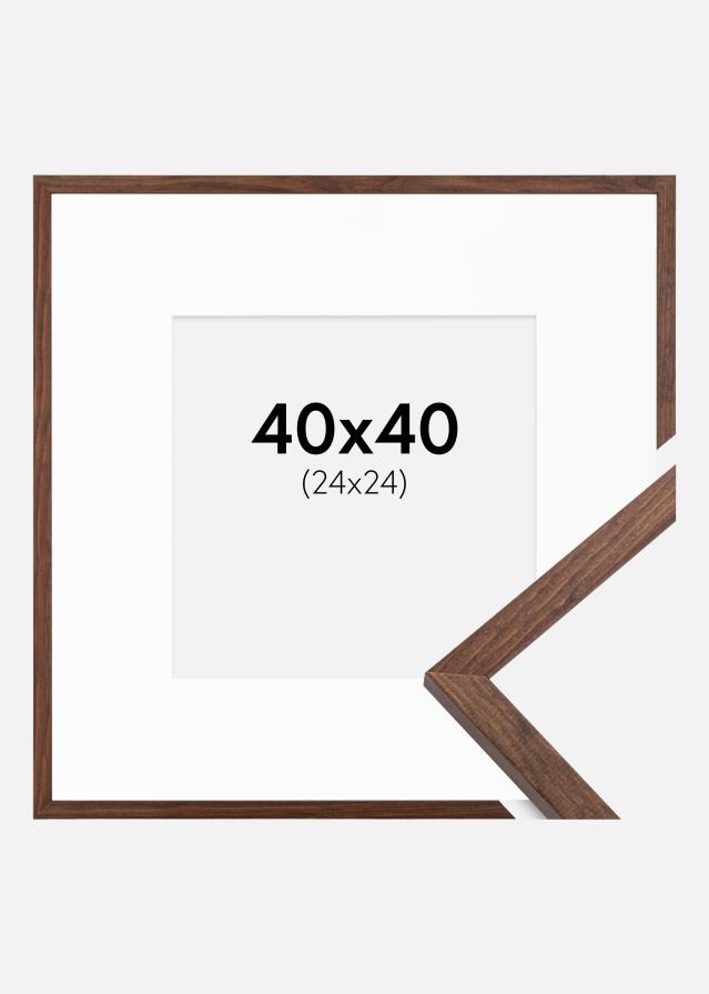 Ramme Galant Valnød 40x40 cm - Passepartout Hvid 25x25 cm