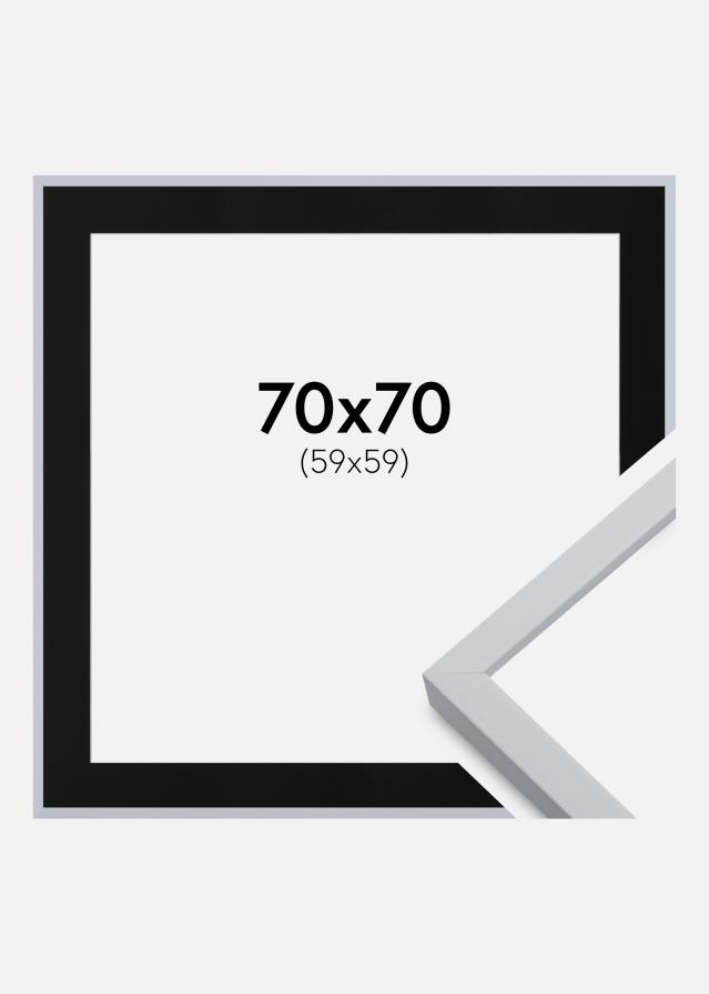 Ramme Oslo Hvid 70x70 cm - Passepartout Sort 60x60 cm