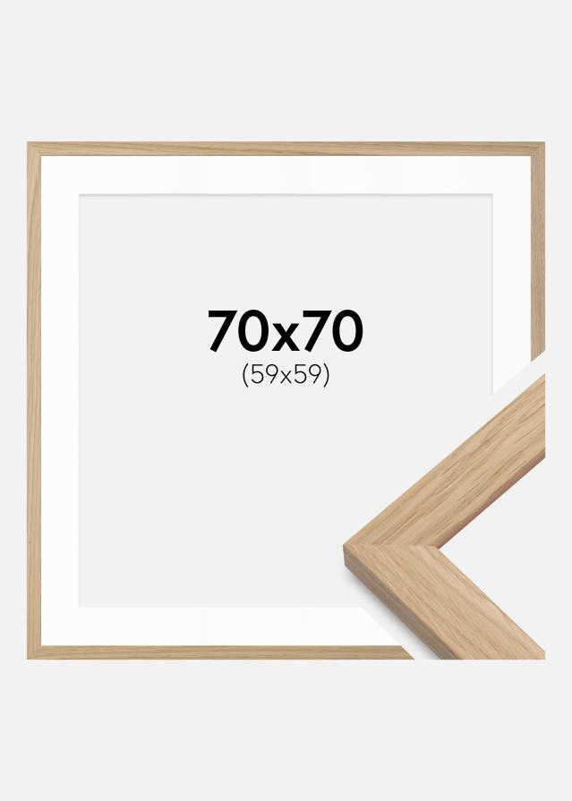 Ramme Oak Wood 70x70 cm - Passepartout Hvid 60x60 cm