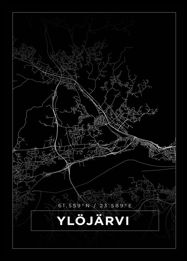 Kort - Ylöjärvi - Sort Plakat