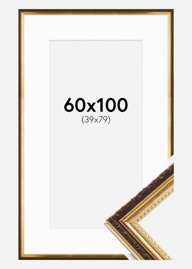 Ramme Abisko Guld 60x100 cm - Passepartout Hvid 40x80 cm