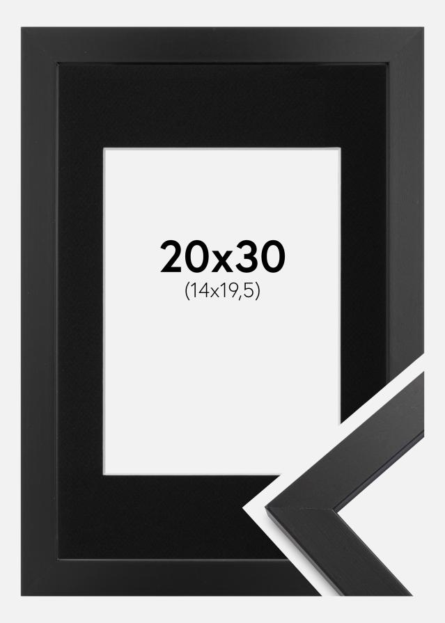 Ramme Black Wood 20x30 cm - Passepartout Sort 15x21 cm (A5)