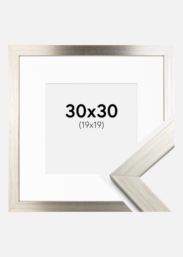 Ramme Silver Wood 30x30 cm - Passepartout Hvid 20x20 cm