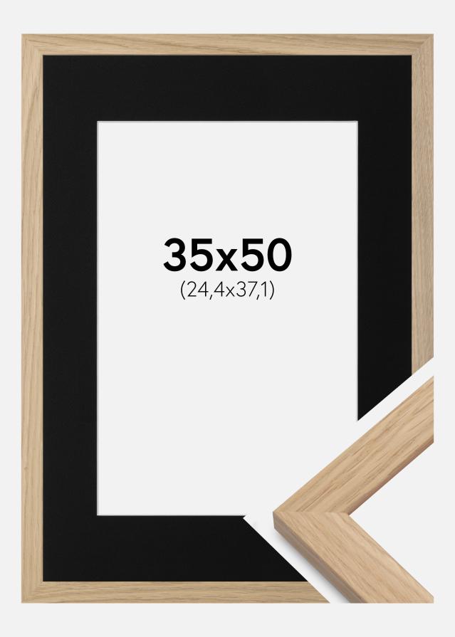 Ramme Oak Wood 35x50 cm - Passepartout Sort 10x15 inches