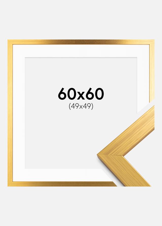 Ramme Gold Wood 60x60 cm - Passepartout Hvid 50x50 cm