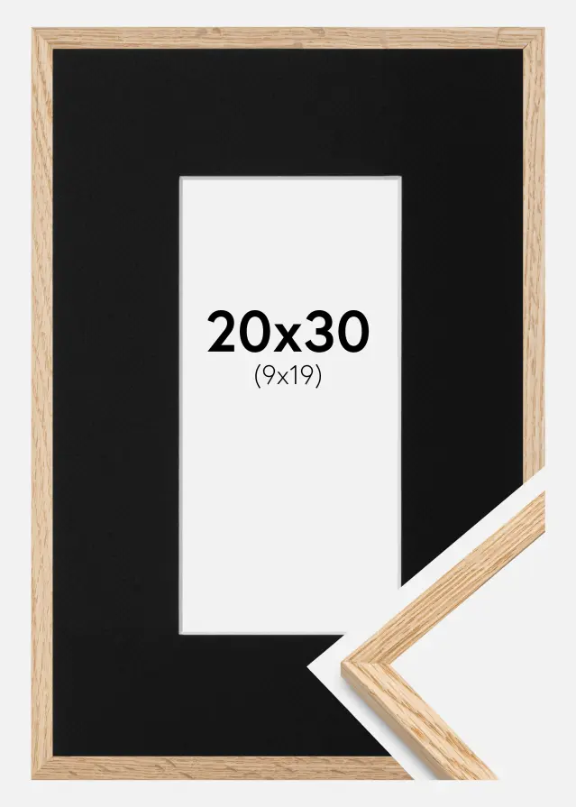 Ramme Tynd Eg 20x30 cm - Passepartout Sort 10x20 cm