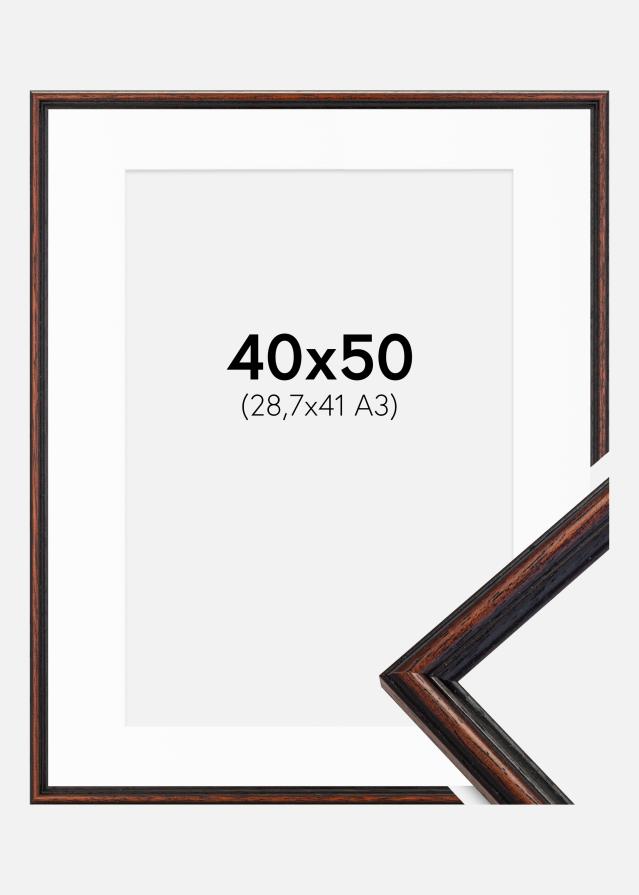 Ramme Horndal Valnød 40x50 cm - Passepartout Hvid 29,7x42 cm (A3)