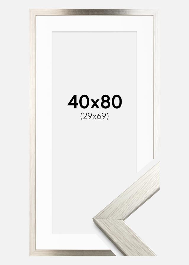 Ramme Silver Wood 40x80 cm - Passepartout Hvid 30x70 cm