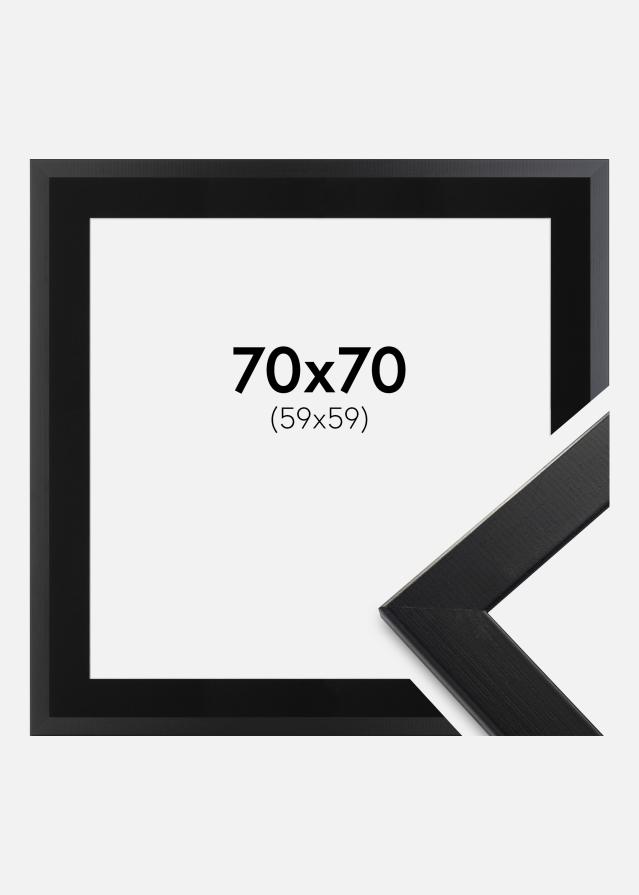 Ramme Trendline Sort 70x70 cm - Passepartout Sort 60x60 cm