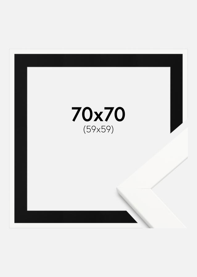 Ramme Trendline Hvid 70x70 cm - Passepartout Sort 60x60 cm
