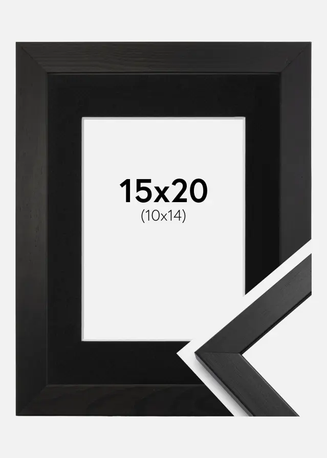 Ramme Stilren Sort 15x20 cm - Passepartout Sort 11x15 cm