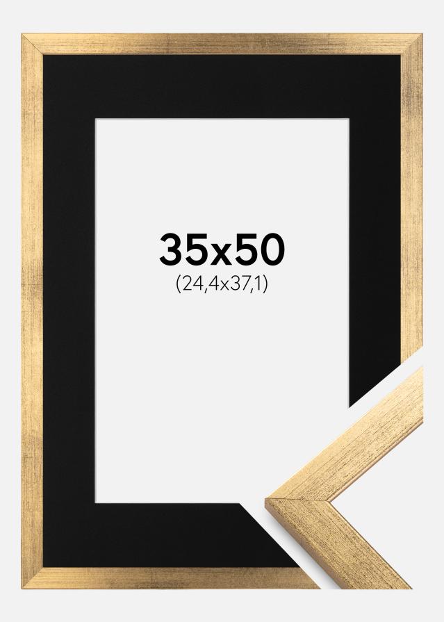 Ramme Stilren Guld 35x50 cm - Passepartout Sort 10x15 inches