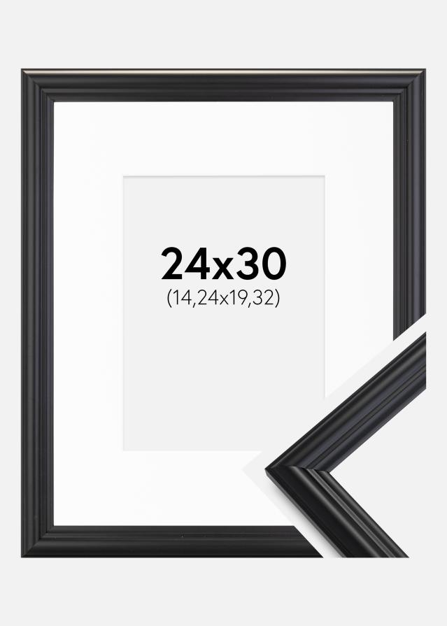 Ramme Siljan Sort 24x30 cm - Passepartout Hvid 6x8 inches