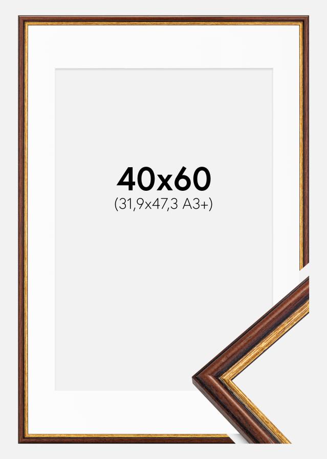 Ramme Horndal Brun 40x60 cm - Passepartout Hvid 32,9x48,3 cm (A3+)