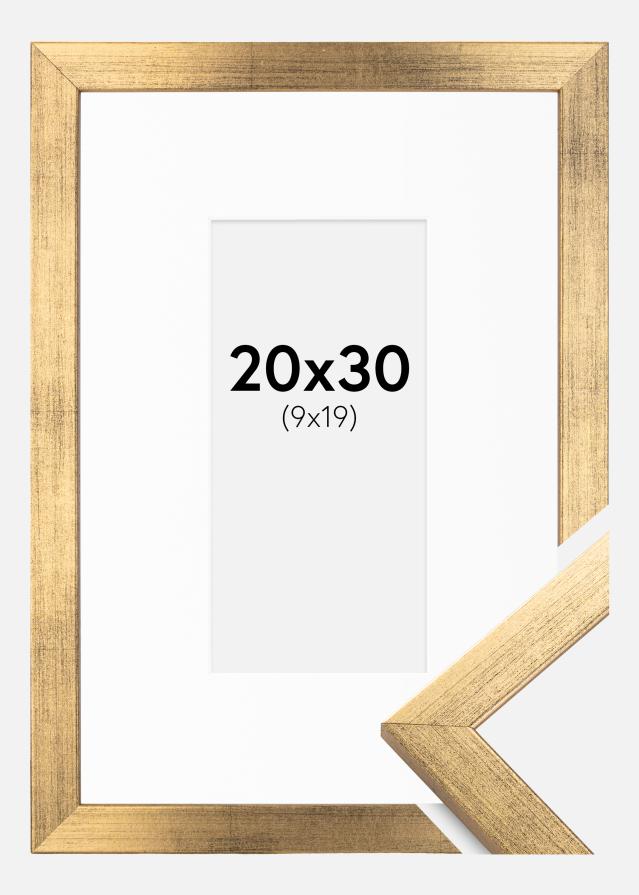 Ramme Stilren Guld 20x30 cm - Passepartout Hvid 10x20 cm