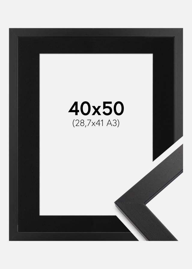 Ramme Black Wood 40x50 cm - Passepartout Sort 29,7x42 cm (A3)