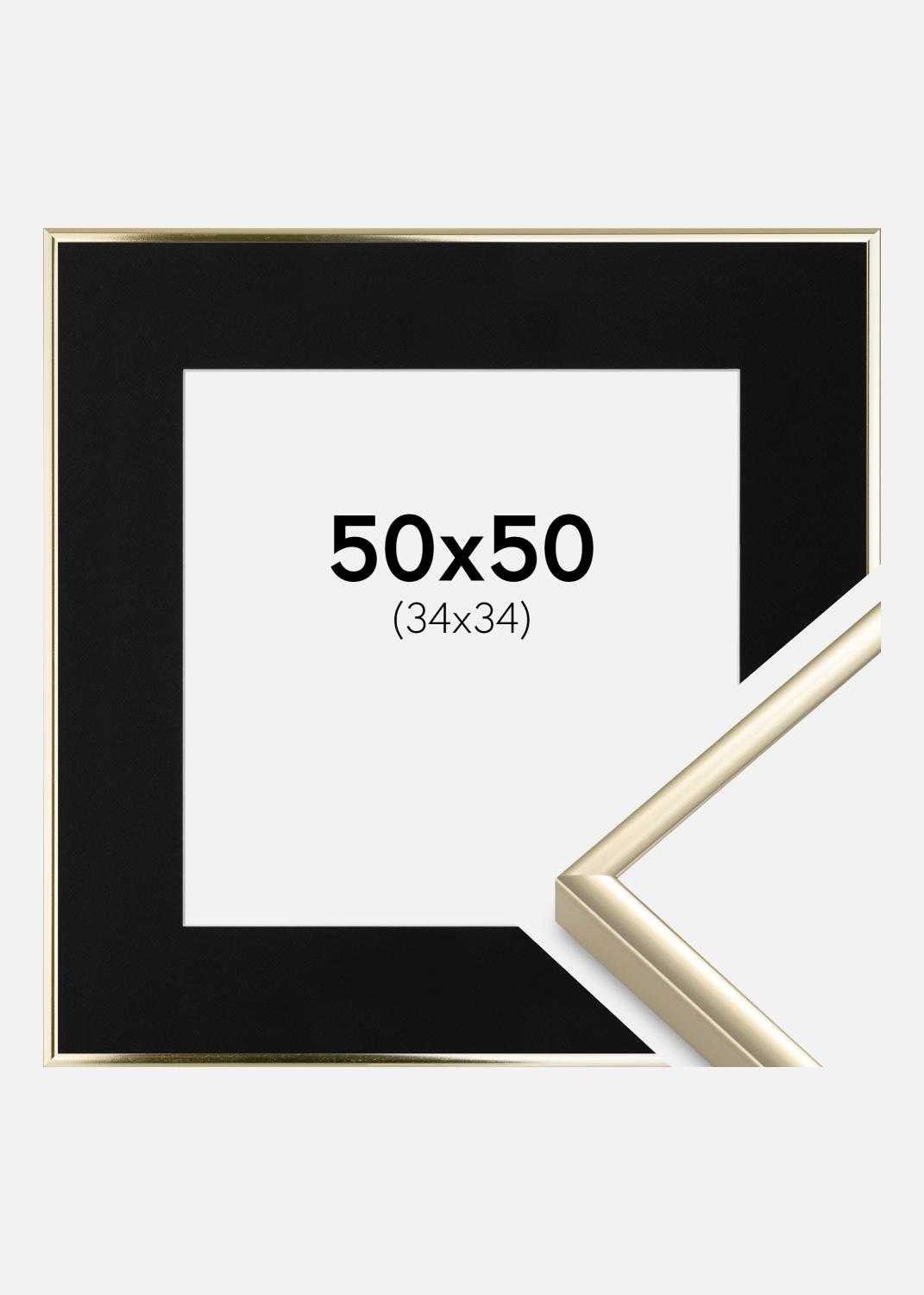Product Image for Ramme Aluminium Blank Guld 50x50 cm - Passepartout Sort 35x35 cm