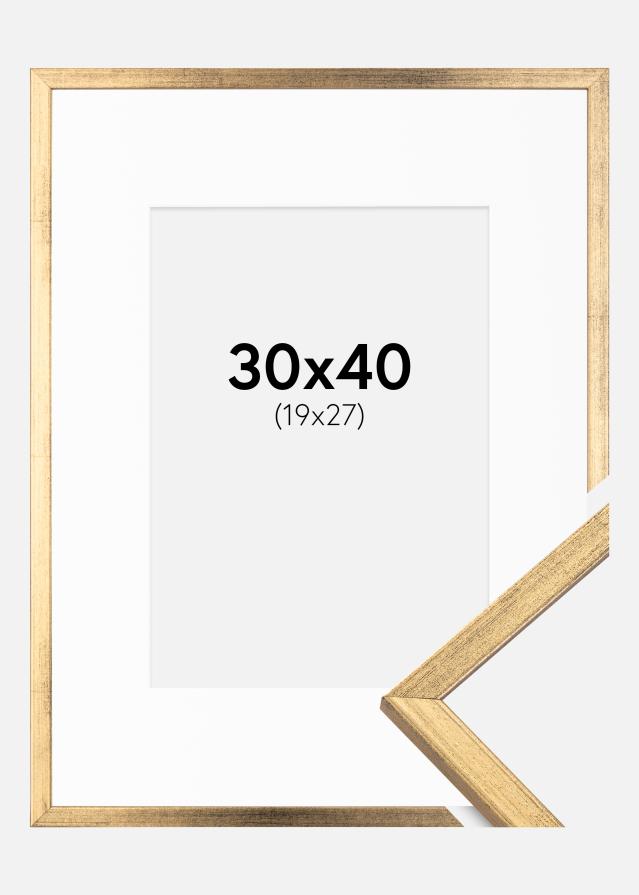 Ramme Galant Guld 30x40 cm - Passepartout Hvid 20x28 cm
