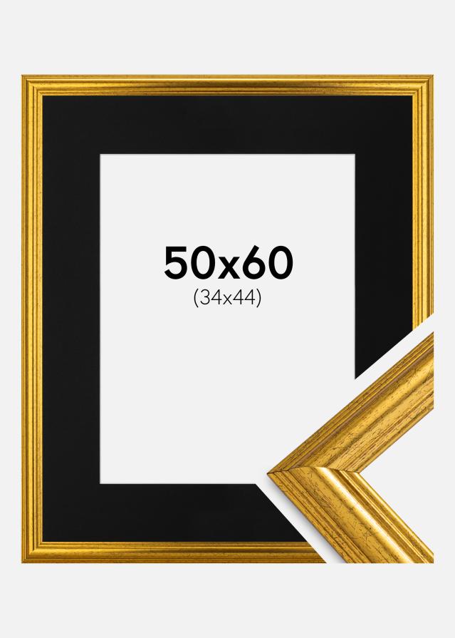 Ramme Västkusten Guld 50x60 cm - Passepartout Sort 35x45 cm