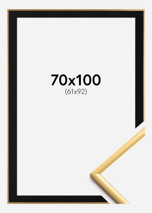Ramme New Lifestyle Shiny Gold 70x100 cm - Passepartout Sort 62x93 cm