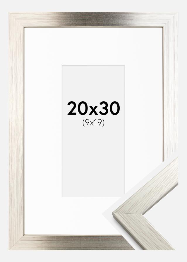 Ramme Silver Wood 20x30 cm - Passepartout Hvid 10x20 cm