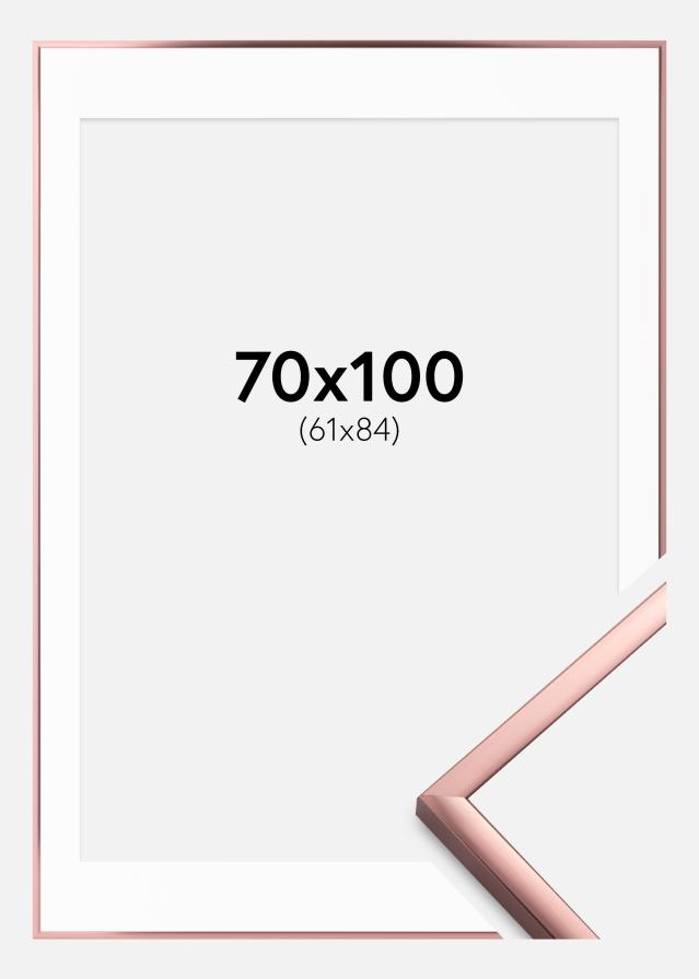 Ramme Poster Frame Aluminum Rosaguld 70x100 cm - Passepartout Hvid 62x85 cm