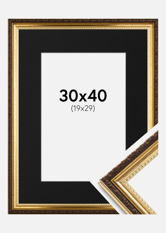 Ramme Abisko Guld 30x40 cm - Passepartout Sort 20x30 cm