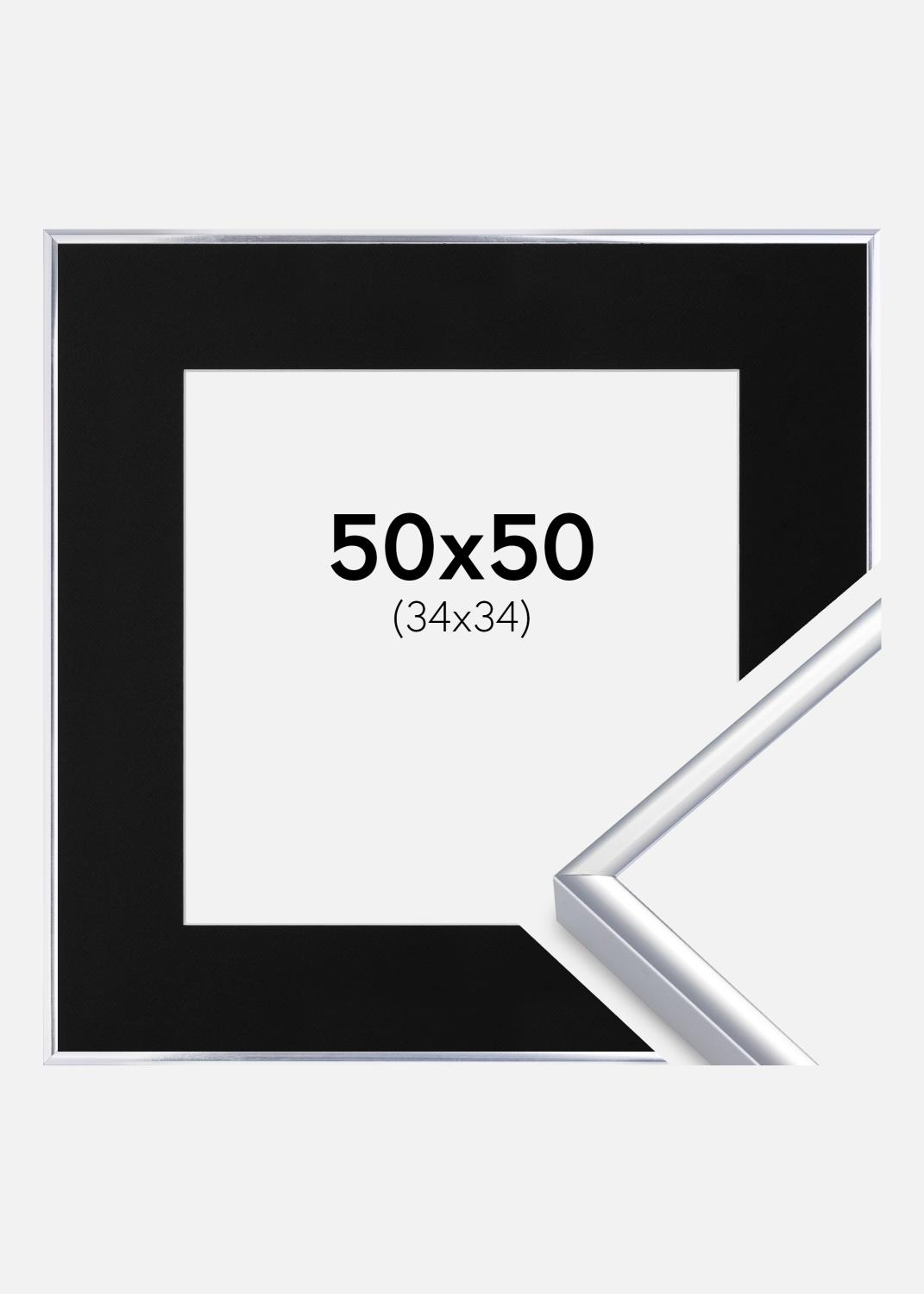 Product Image for Ramme Aluminium Blank Sølv 50x50 cm - Passepartout Sort 35x35 cm