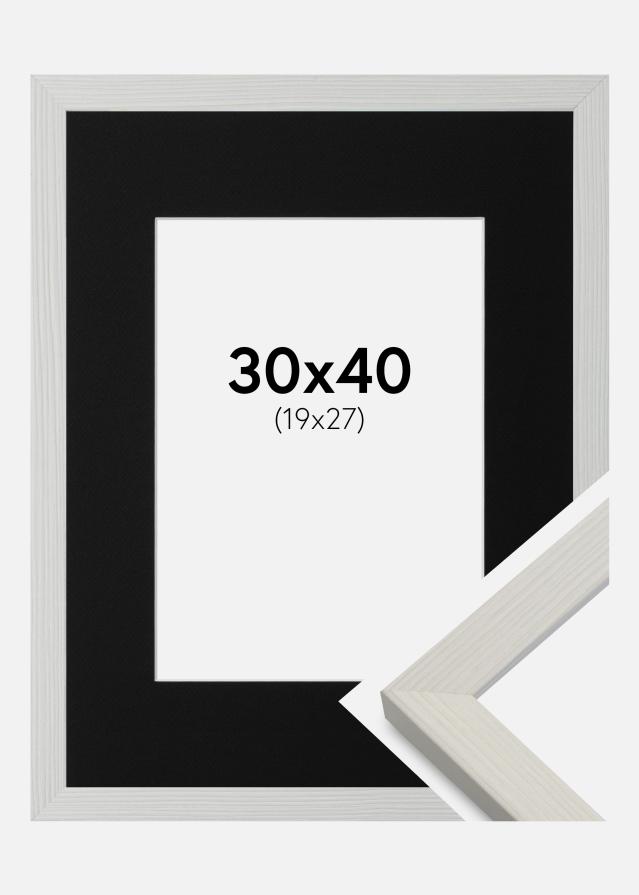 Ramme Fiorito Hvid 30x40 cm - Passepartout Sort 20x28 cm