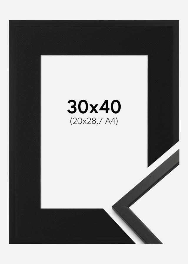 Ramme Edsbyn Sort 30x40 cm - Passepartout Sort 21x29,7 cm