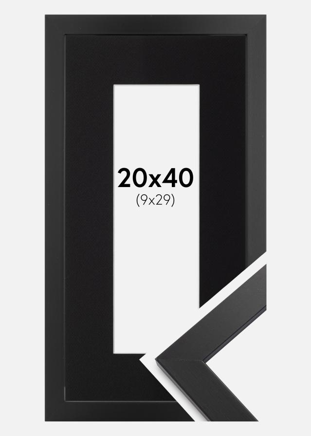 Ramme Black Wood 20x40 cm - Passepartout Sort 10x30 cm